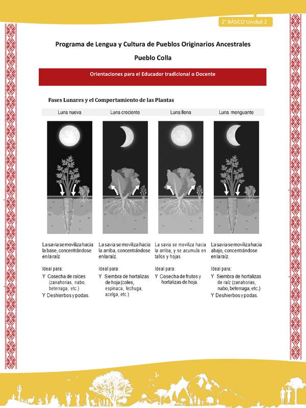 Orientaciones al docente - LC02 - Colla - U2 - Fases lunares y el comportamiento de las plantas