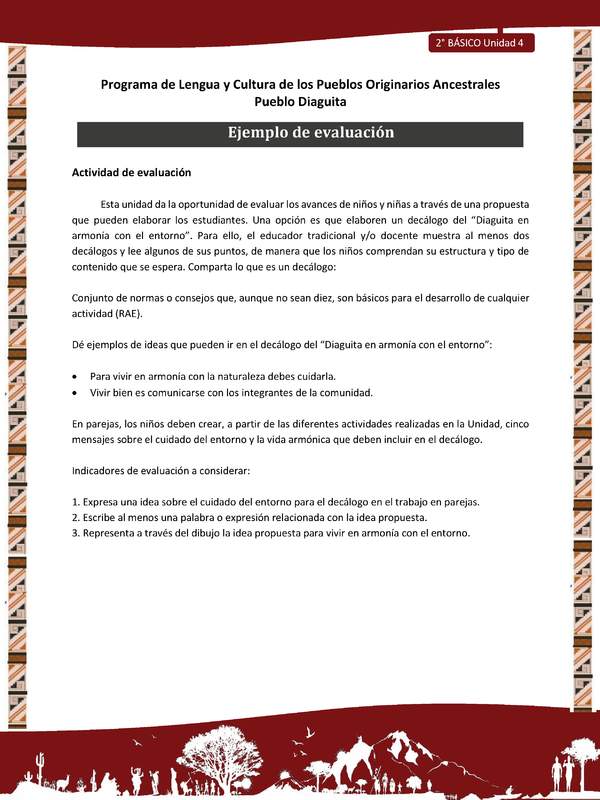 Ejemplo de evaluación