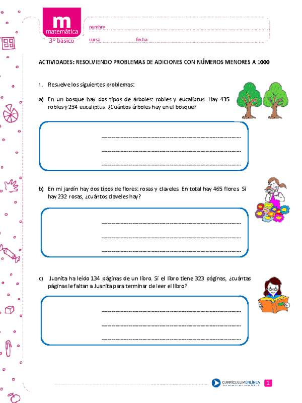 Resolviendo problemas de adiciones con números menores a 1000