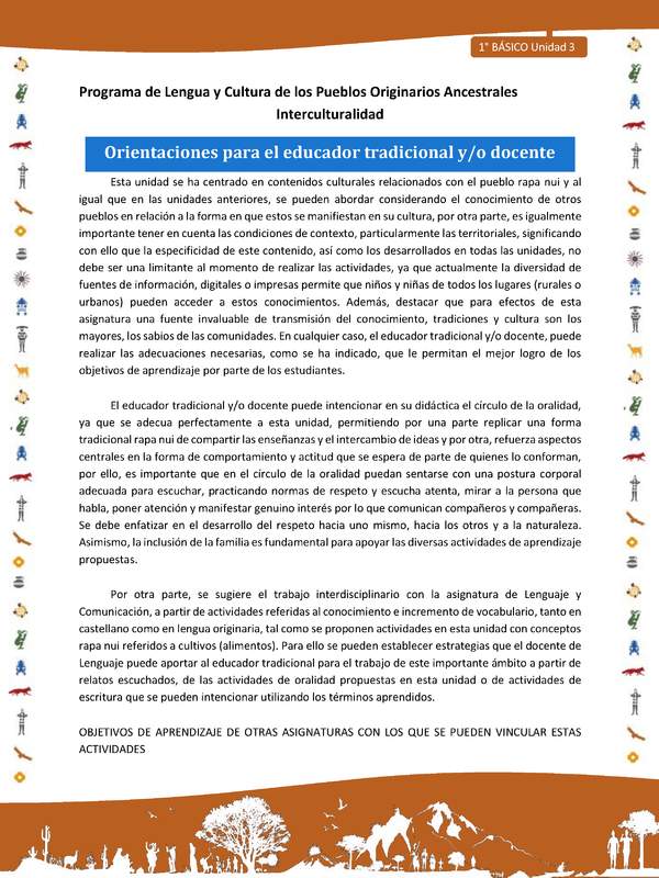 Orientaciones para el educador tradicional y/o docente