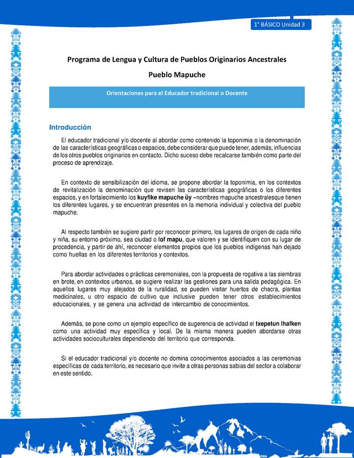 Orientaciones al docente - LC01 - Mapuche - U3 - Introducción