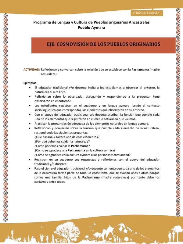 10-Actividad Sugerida LC03 U01-OA12-Reflexionan y conversan sobre la relaci+¦n que se establece con la Pachamama(madre naturaleza).