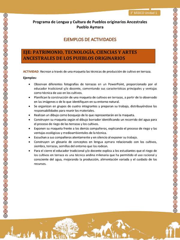 18-Actividad Sugerida LC03-U02-OA13-Recrean a través de una maqueta las técnicas de producción de cultivo en terraza.