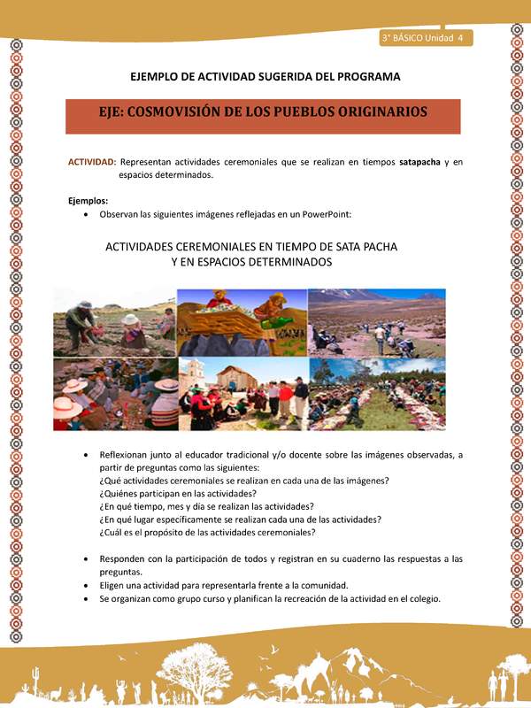 15-Actividad Sugerida LC03-U03 -AYM-OA09-Representan actividades ceremoniales que se realizan en tiempos satapacha y en espacios determinados.