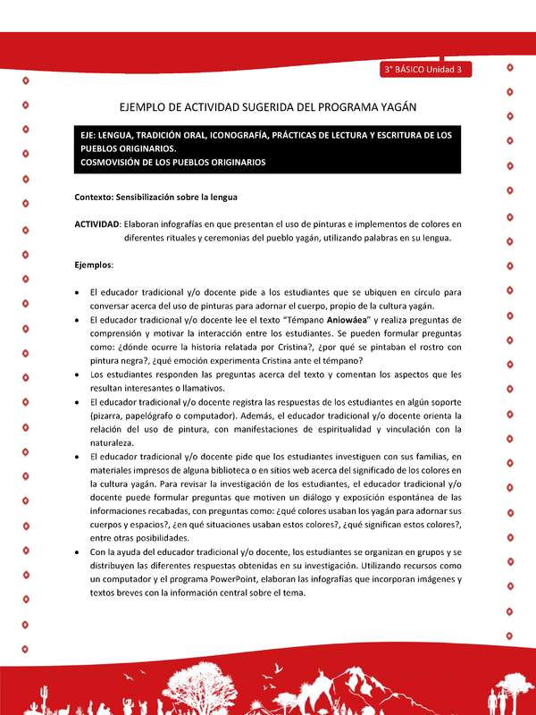 Elaboran infografías en que presentan el uso de pinturas e implementos de colores en diferentes rituales y
