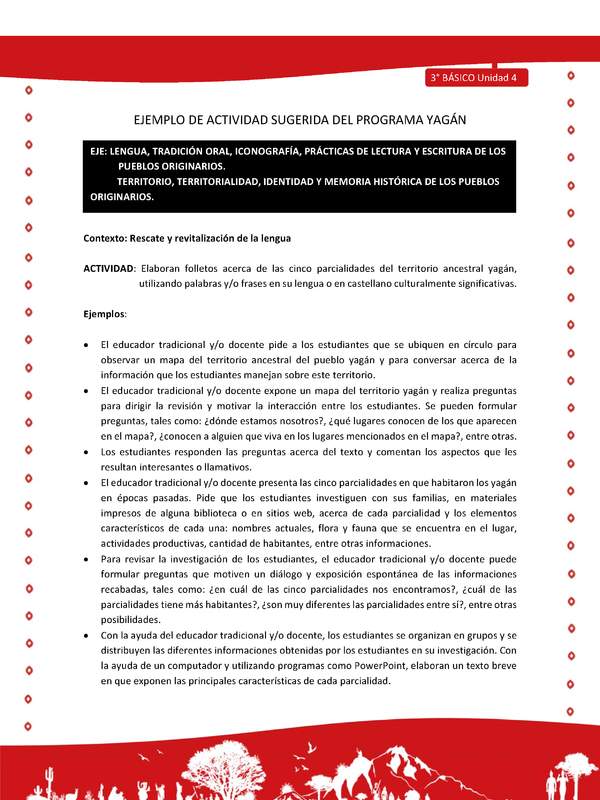 Elaboran folletos acerca de las cinco parcialidades del territorio ancestral yagán, utilizando palabras y o
