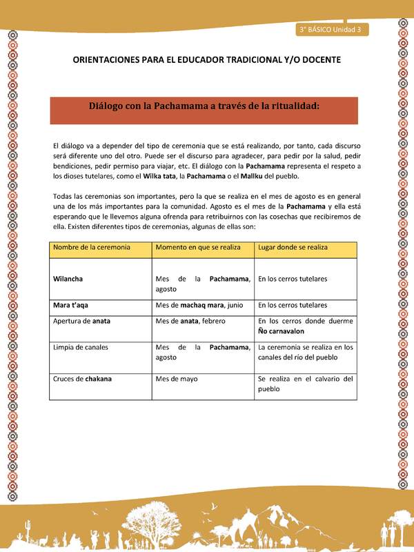 08-Orientaciones para el educador-LC03 U03-Diálogo con la Pachamama a través de la ritualidad
