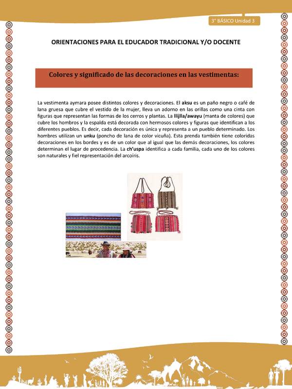 04-Orientaciones para el educador-LC03 U03-Colores y significado de las decoraciones en las vestimentas