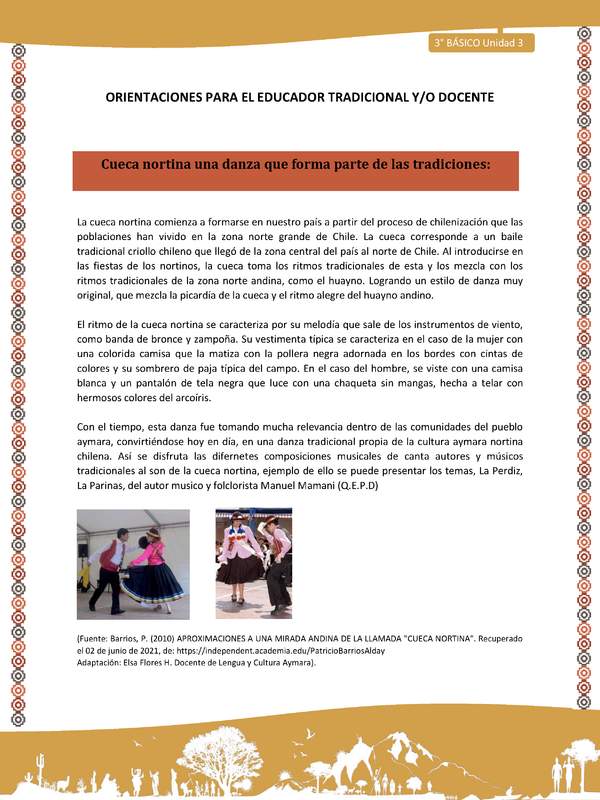 06-Orientaciones para el educador-LC03 U03-Cueca nortina una danza que forma parte de las tradiciones