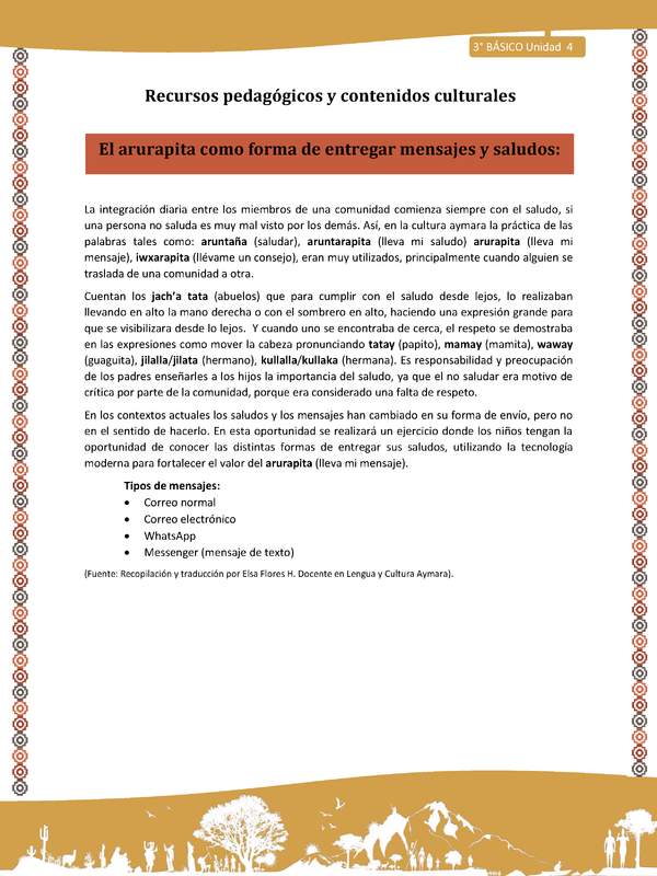 04-Orientaciones para el educador-LC03 U04-El arurapita como forma de entregar mensajes y saludos