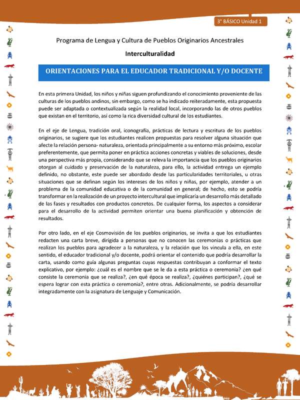 Orientaciones para el educador tradicional y/o docente