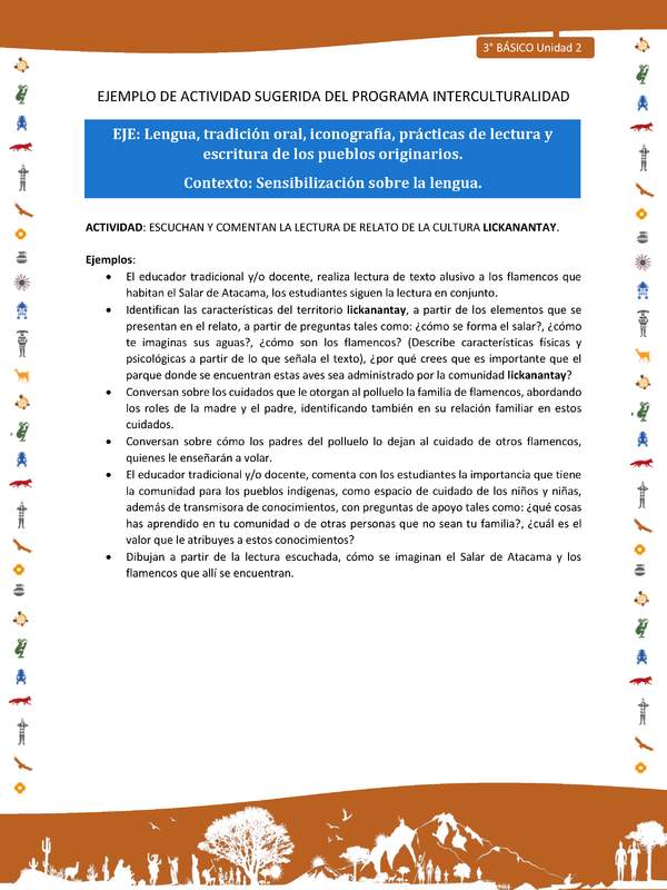 Escuchan y comentan la lectura de relato de la cultura lickanantay