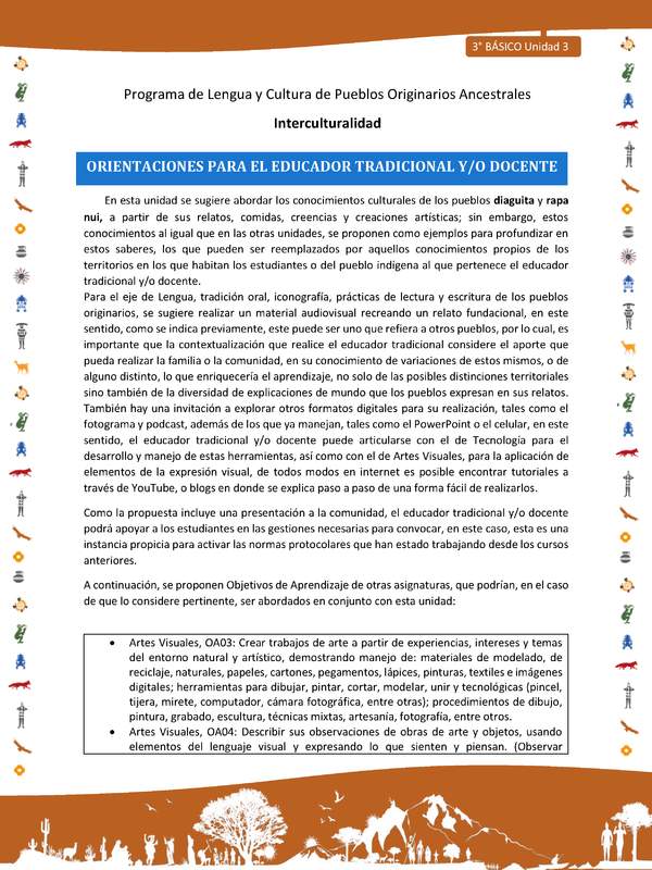 Orientaciones para el educador tradicional y/o docente