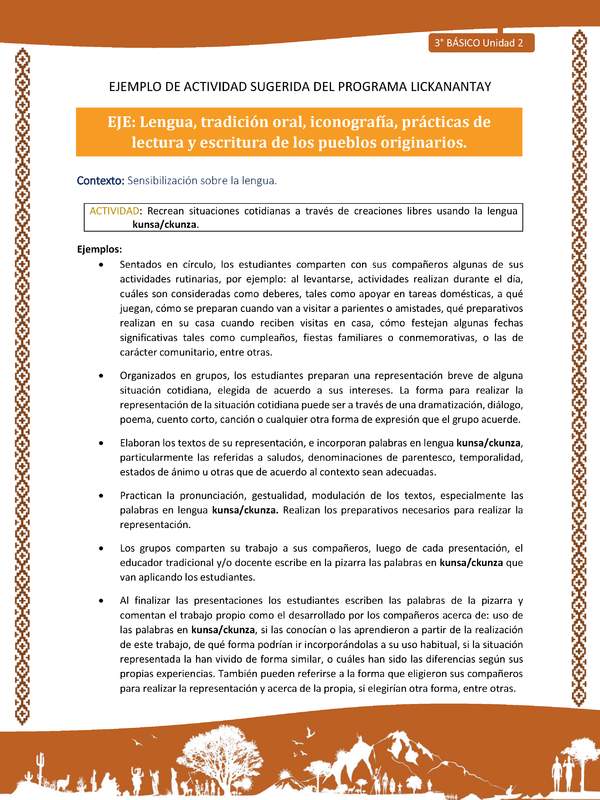 Recrean situaciones cotidianas a través de creaciones libres usando la lengua kunsa/ckunza