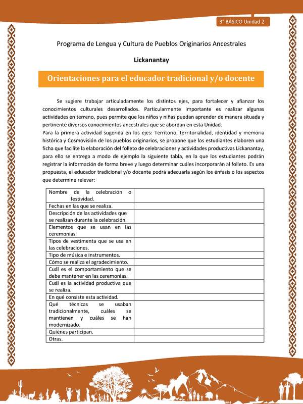 Orientaciones para el educador tradicional y/o docente