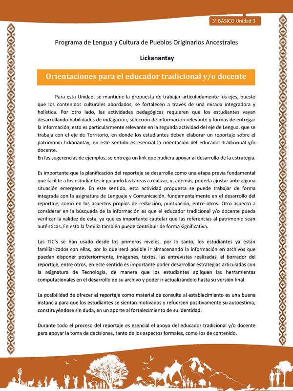 Orientaciones para el educador tradicional y/o docente