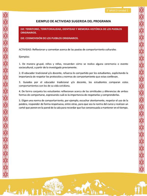 04-Actividad Sugerida LC03 COL-U02-OA06;OA11-Reflexionan y comentan acerca de las pautas de comportamiento culturales
