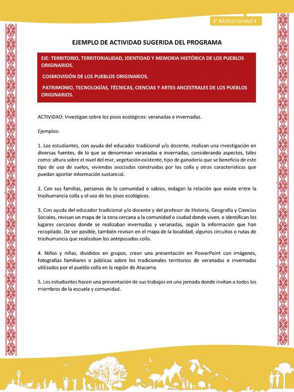 02-Actividad Sugerida LC03 COL-U04-OA06;OA09;OA14-Investigan sobre los pisos ecológicos: veranadas e invernadas.