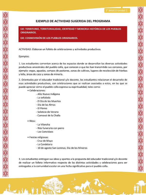 03-Actividad Sugerida LC03 COL-U02-OA06;OA11-Elaboran un folleto de celebraciones y actividades productivas