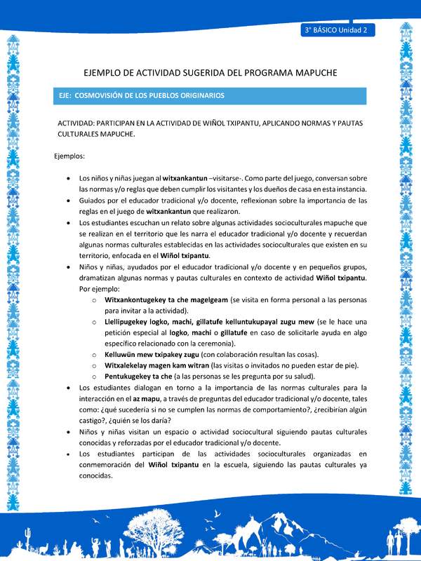 Participan en la actividad de wiñol txipantu, aplicando normas y pautas culturales mapuche