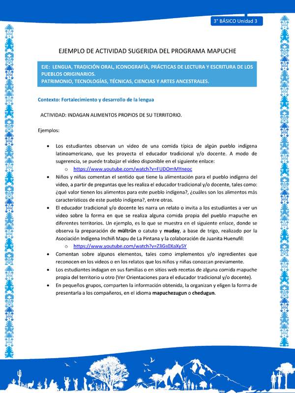 Indagan alimentos propios de su territorio