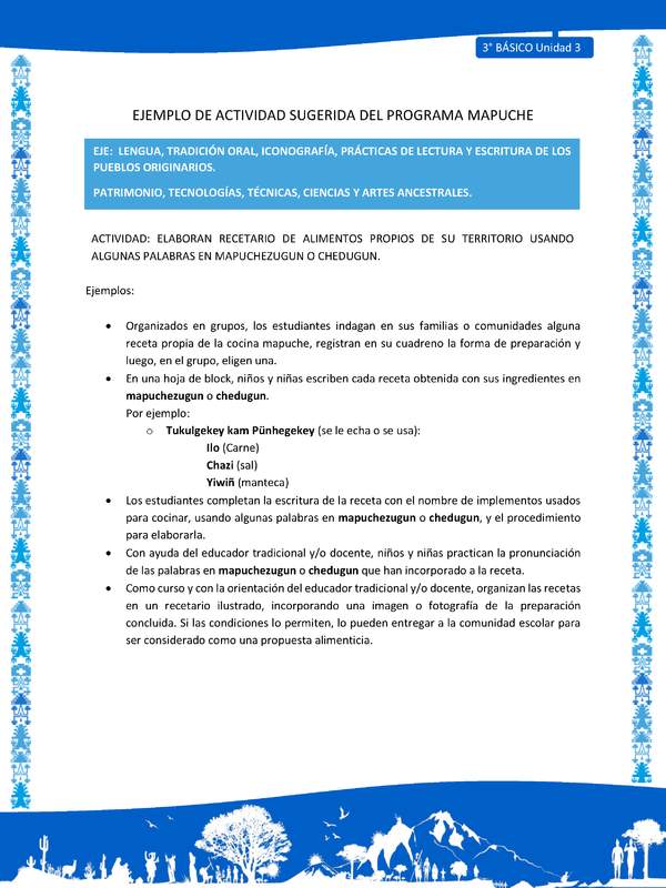 Elaboran recetario de alimentos propios de su territorio usando algunas palabras en mapuchezugun o chedugun