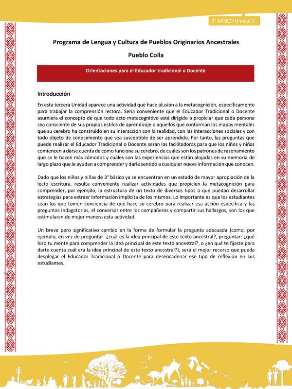 Orientaciones al docente - LC03 - Colla - U03 - Introducción