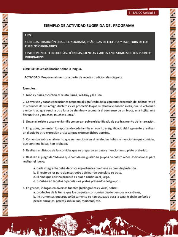 01-Actividad Sugerida LC03 DIA-U03-LS03;LS05;OA115-Preparan alimentos a partir de recetas tradicionales diaguita.