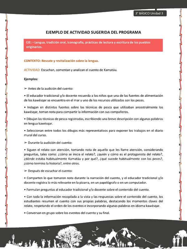 03-Actividad sugerida: LC03-KAW-U03-LR03;LR05-Escuchan, comentan y analizan el cuento de Kamatáu.