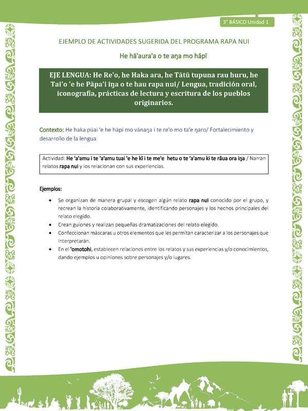 Narran relatos rapa nui y los relacionan con sus experiencias