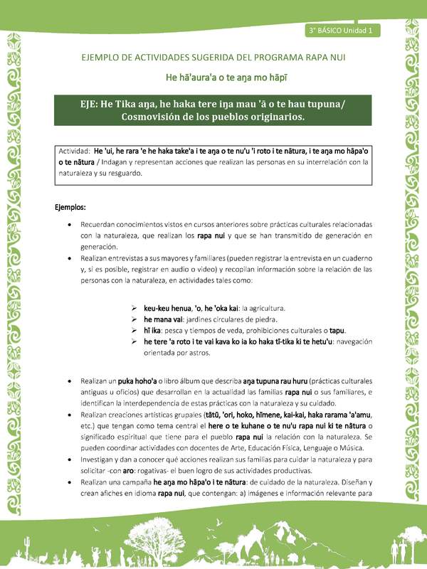  Indagan y representan acciones que realizan las personas en su interrelación con la naturaleza y su resguardo