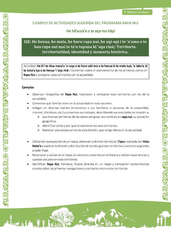 Comentan sobre el asentamiento de los primeros clanes en Rapa Nui y comparan esos territorios con la actualidad