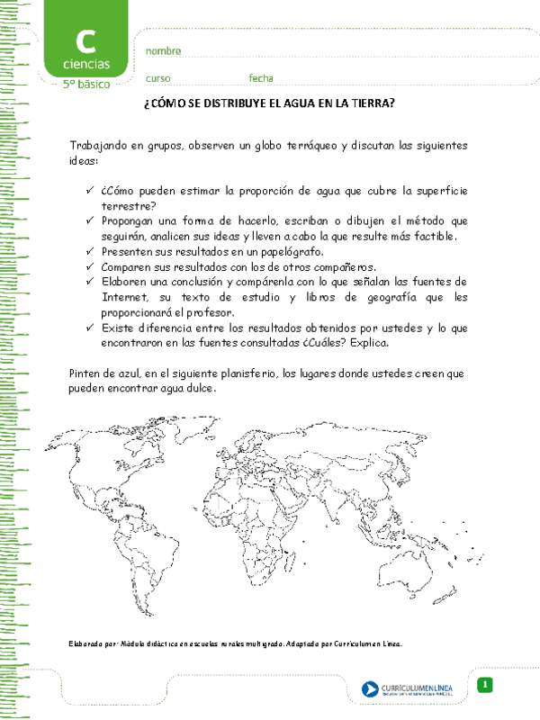 Distribución del agua en la tierra