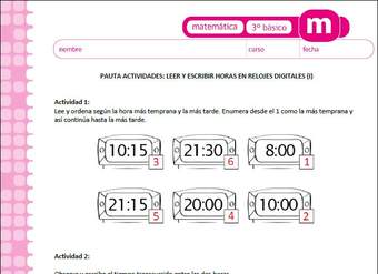 Leer y escribir horas en relojes digitales (I)