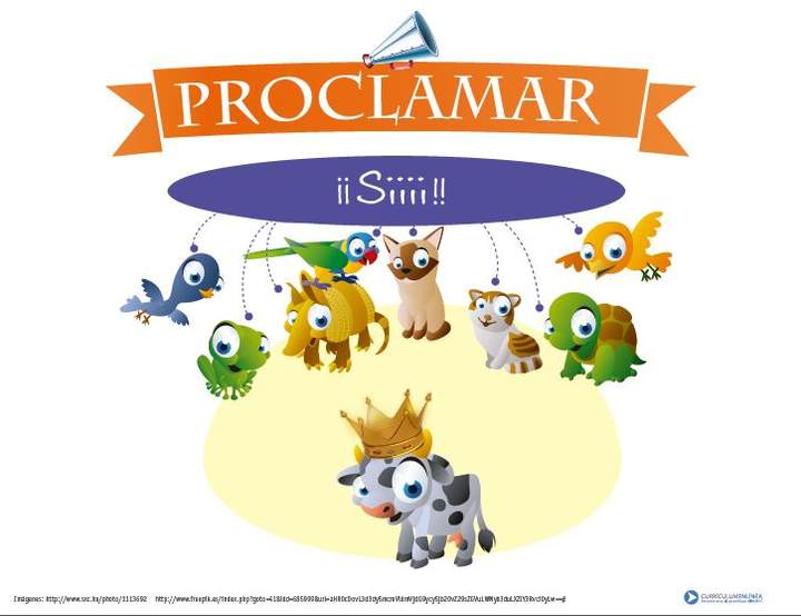 Afiche de vocabulario: proclamar