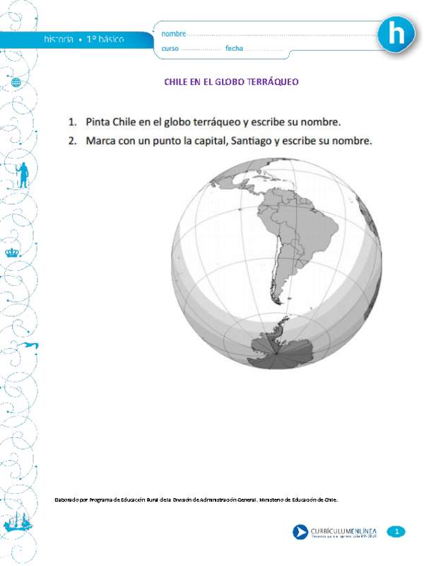 Chile en el globo terráqueo