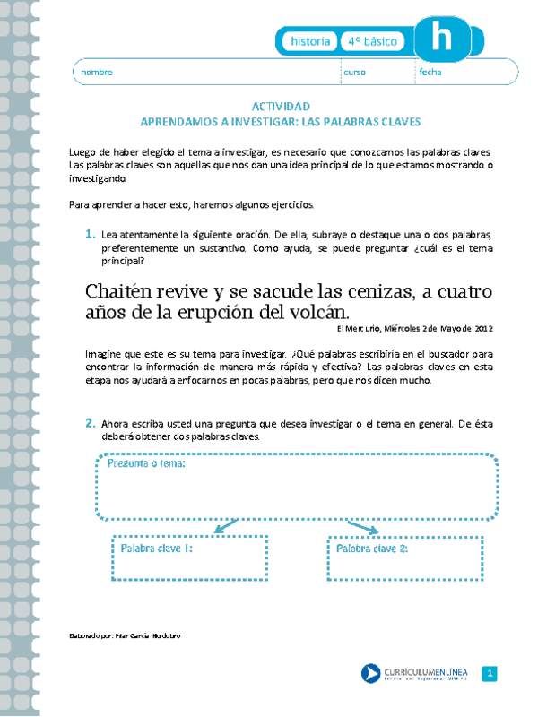 Aprendamos a investigar: Las palabras claves