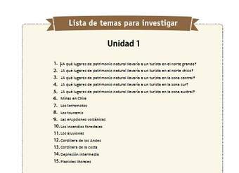 Temas de investigación para la unidad 1