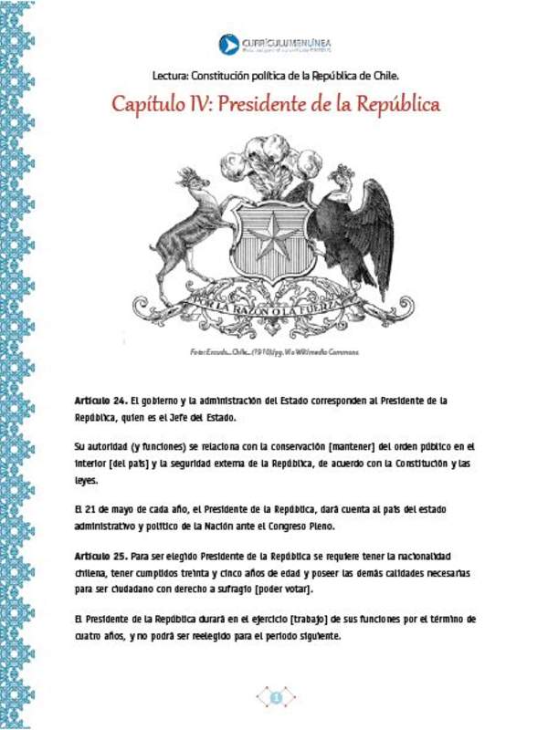 Constitución de Chile: Presidente de la República