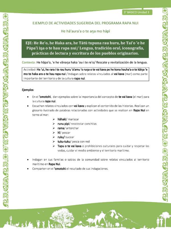 Indagan sobre relatos vinculados al vai kava (mar) como parte importante del territorio y de la cultura rapa nui