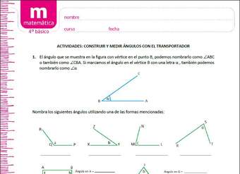 Dibujar y medir  ángulos  con el transportador (II)