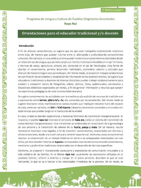 Orientaciones para el educador tradicional y/o docente