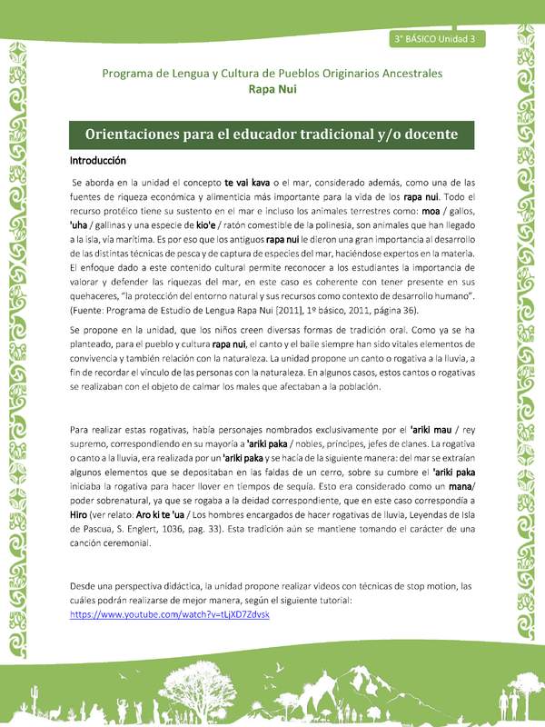 Orientaciones para el educador tradicional y o docente