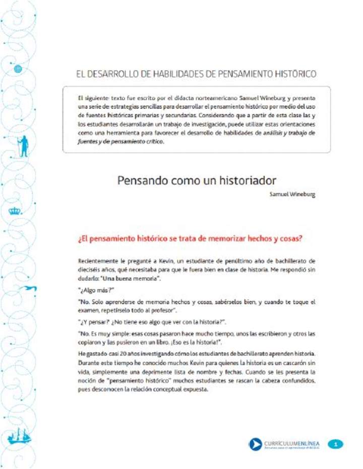 El desarrollo del pensamiento histórico