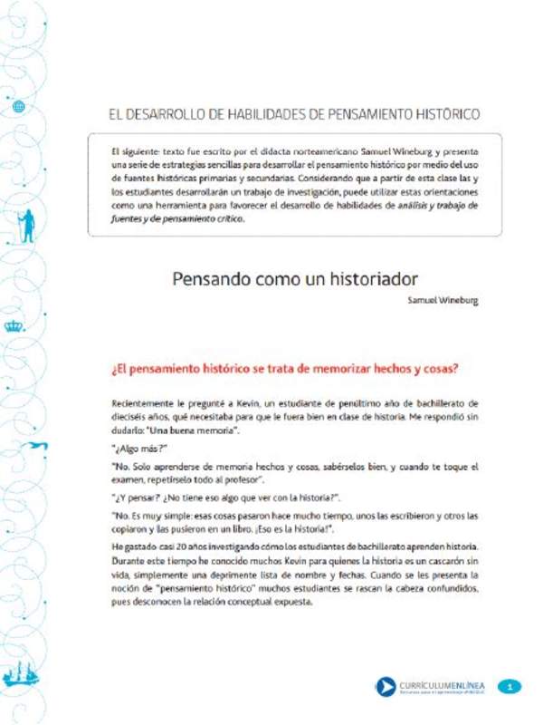 El desarrollo del pensamiento histórico