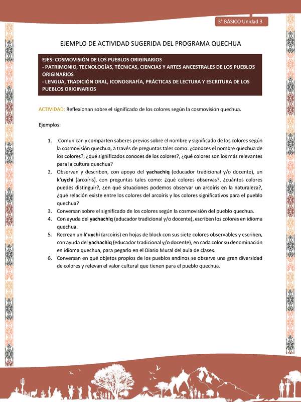 Reflexionan sobre el significado de los colores según la cosmovisión quechua