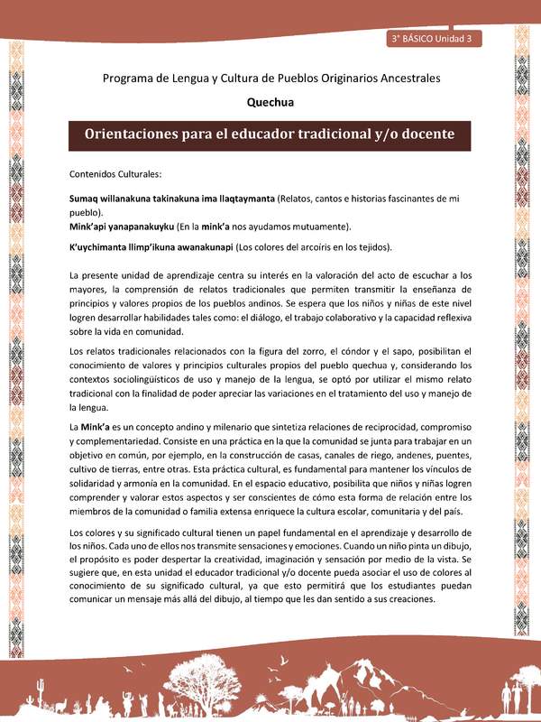 Orientaciones para el educador tradicional y/o docente