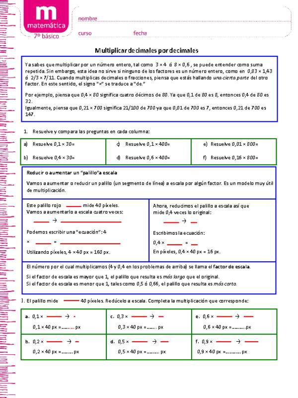 Multiplicar decimales por decimales