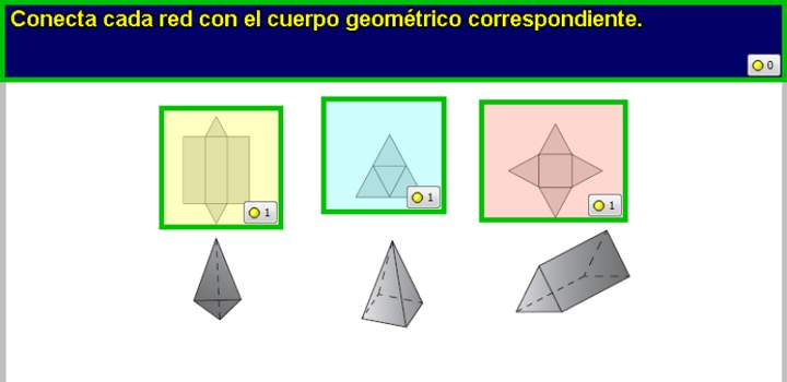 Conecta cada red con su cuerpo geométrico