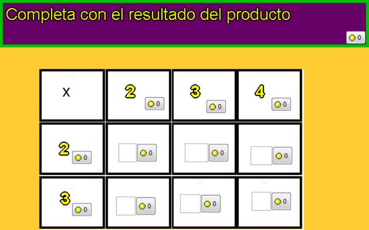 Tablas de multiplicar de 2, 3 y 4